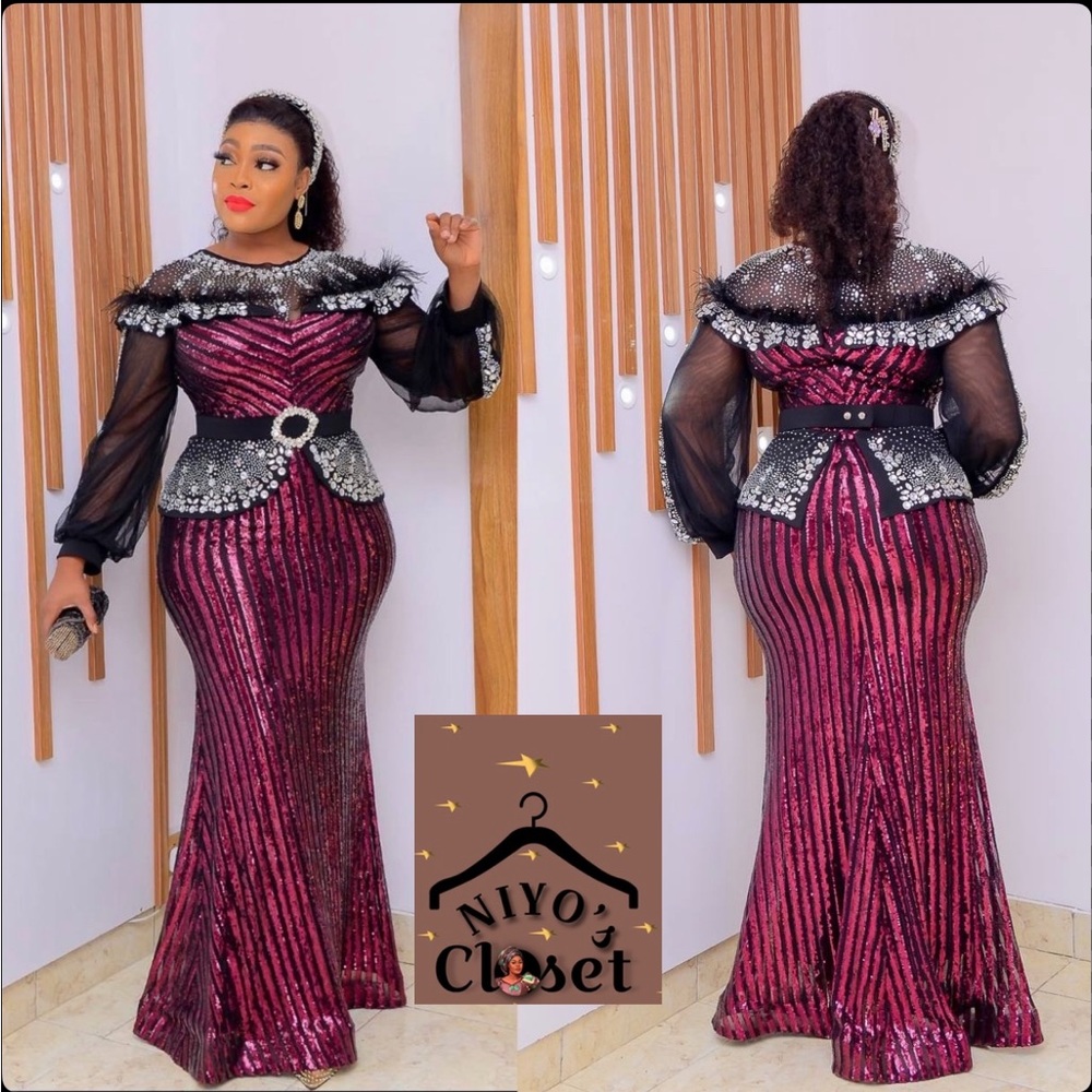 Burgundy long sleeves full length Turkey dress. Only 2 sizes left.